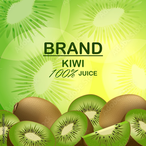 Brand kiwi juice concept background. Realistic illustration of brand kiwi juice vector concept background for web design