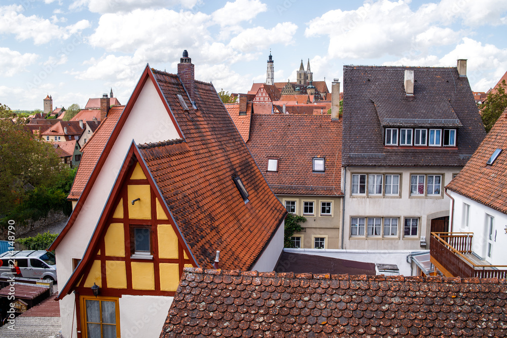 Rothenburg Ob der Tauber, view of the roofs of one of the oldest cities in Germany.