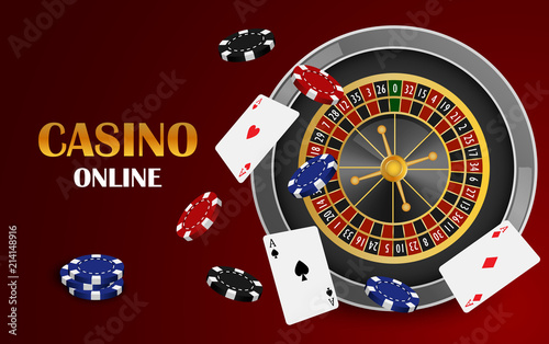 Red casino online concept background. Realistic illustration of red casino online vector concept background for web design