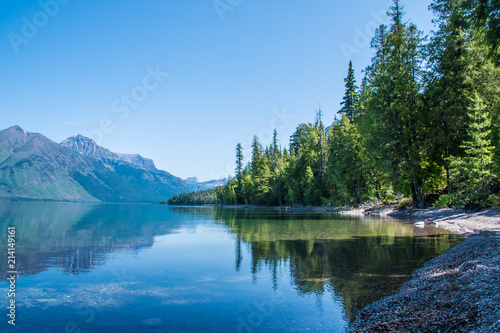 Fototapeta Naklejka Na Ścianę i Meble -  Reflections in St Mary Lake - Glacier National Park