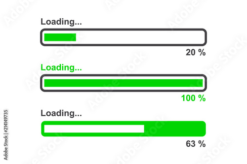 Loading bar set, isolated on white background, vector illustration.