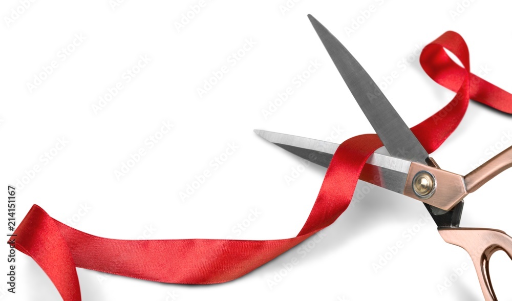 Scissors Cutting Red Ribbon Scissors Cutting Red Ribbon