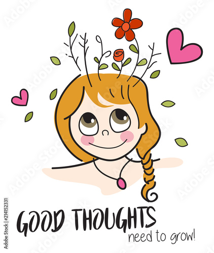 Good thoughts need to grow / Positive thinking concept / Change your mind illustration design 