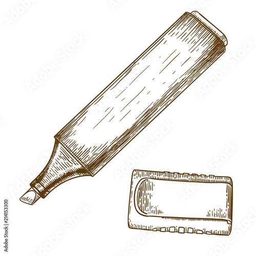 engraving drawing illustration of marker