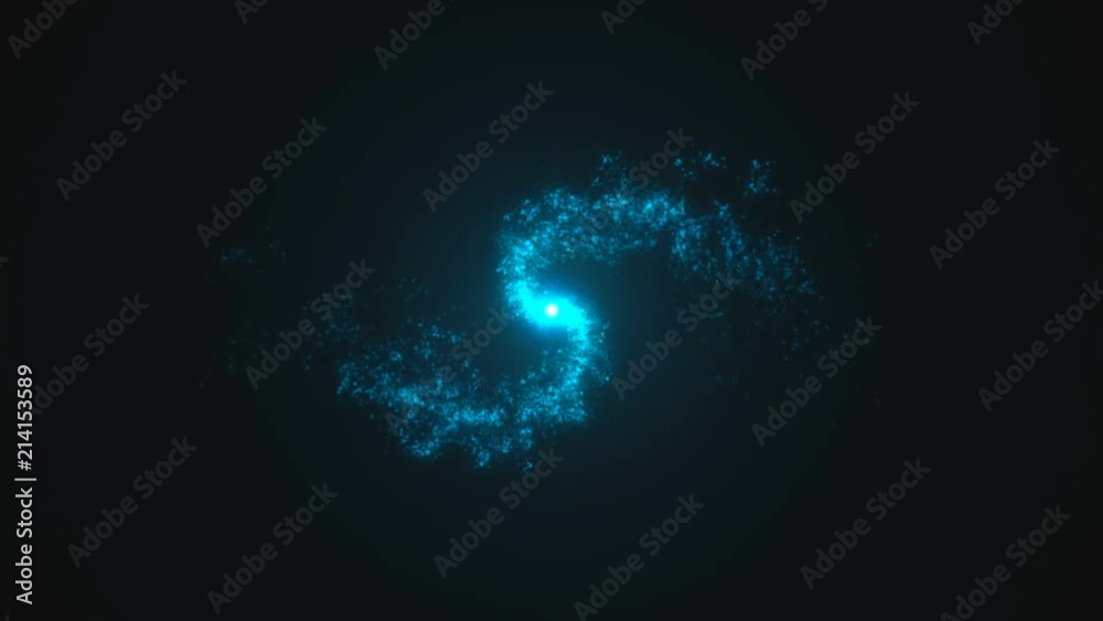 Abstract opening intro with flying particles in space, computer generated abstract background, 3D rendering