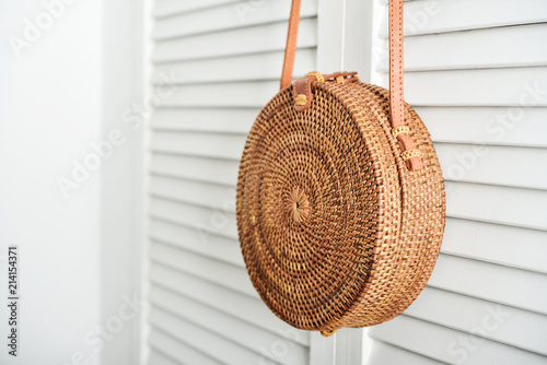 Fashionable handmade natural organic rattan bag photo