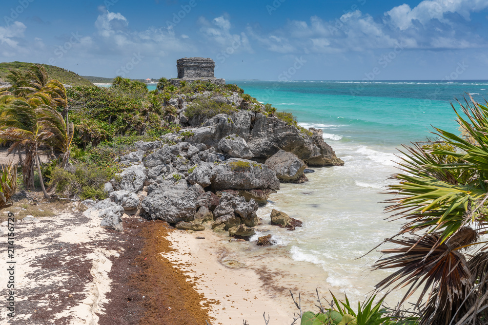 The Beach and Cove at The Tulum Maya Ruins, Yucatán Peninsula, Mexico