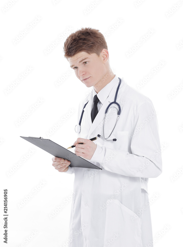 doctor pediatrician with documents.isolated on a white background doctor pediatrician with documents.isolated on a white background