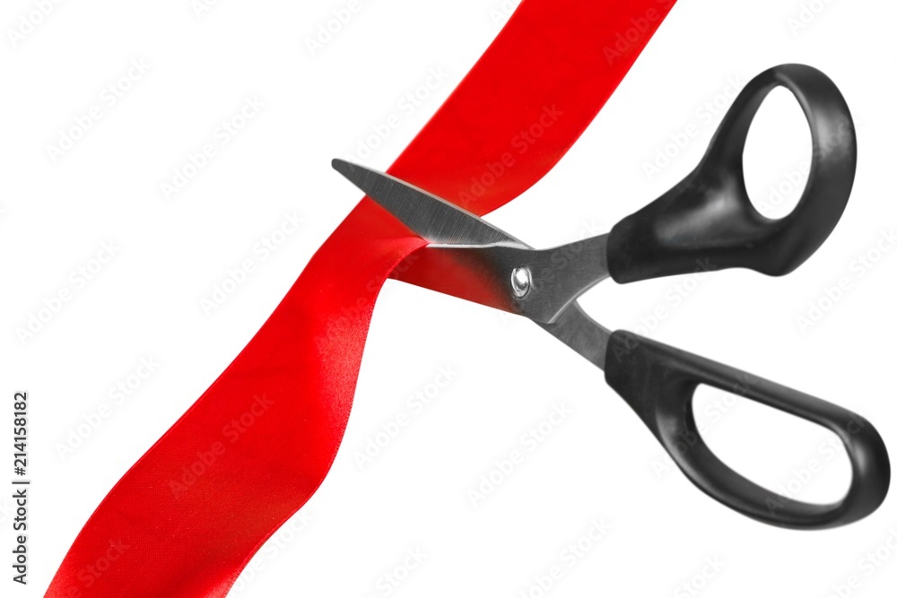Scissors Cutting Red Ribbon Scissors Cutting Red Ribbon