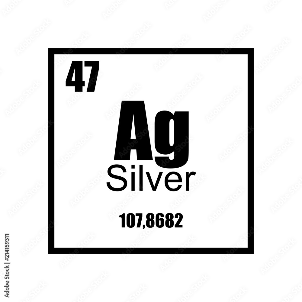 Argentum. Silver Periodic table element black on white background. Stock  Vector | Adobe Stock