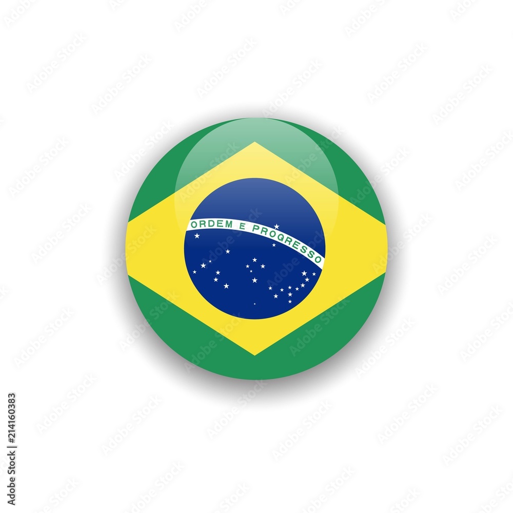 Fototapeta premium Button Brazil Flag Vector Template Design