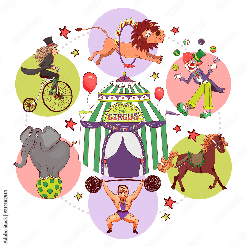 Obraz premium Flat Circus Round Concept