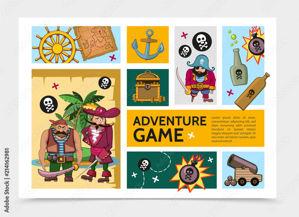 Cartoon Adventure Game Infographic Template