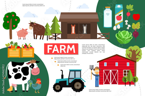 Flat Farming And Agriculture Infographic Template