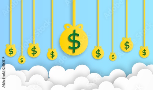 dollar coin in the sky with...