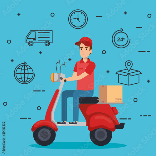 courier character delivery service icon vector illustration design