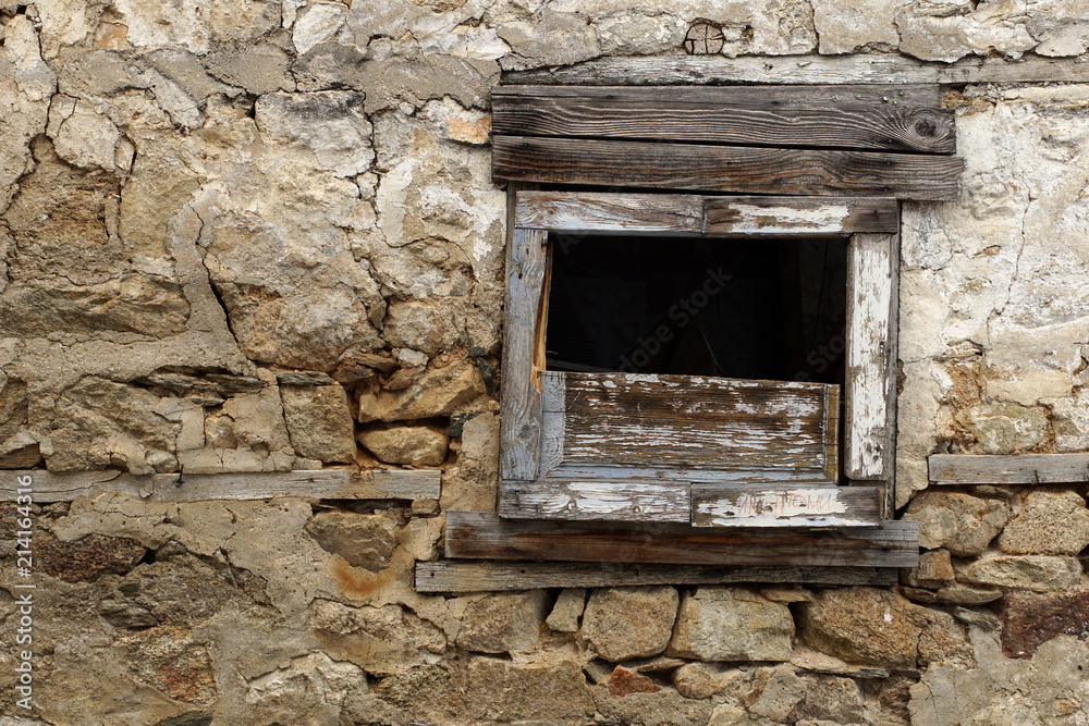Old wooden window hole