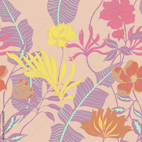 Abstract elegance pattern with floral background.