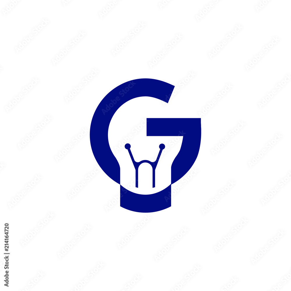 G Letter with smart bulb Logo vector element. Letter with negative space bulb Logo Template G Letter with smart bulb Logo vector element. Letter with negative space bulb Logo Template