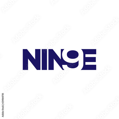 Nine text logo vector template. Number logo text element