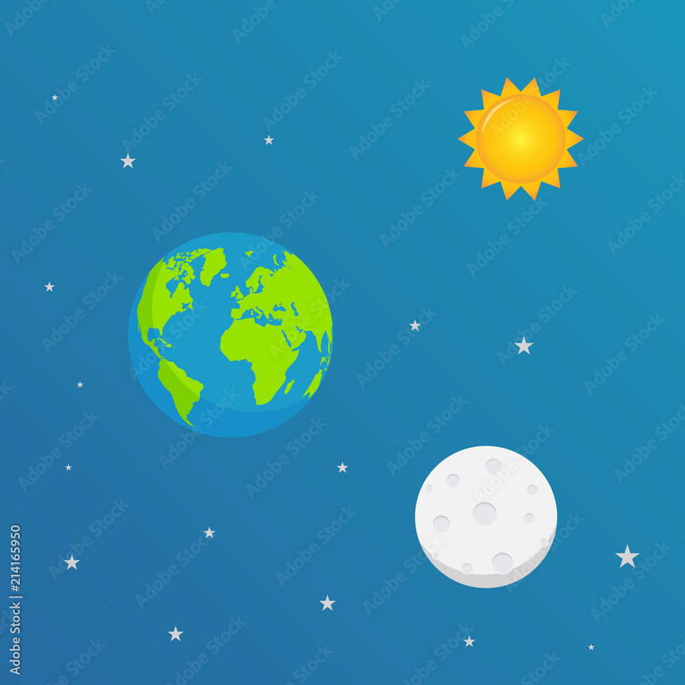 illustrations of the earth and the moon orbit the sun