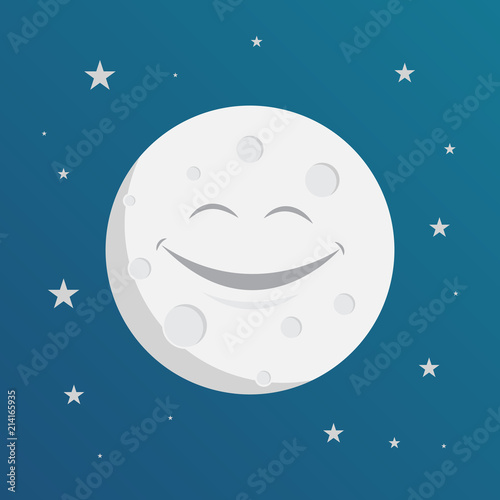 happy smiling moon design, vector illustration