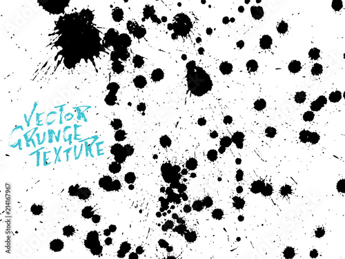 Handdrawn grunge texture. Abstract ink drops background. Black and white grunge illustration. Vector watercolor artwork pattern.