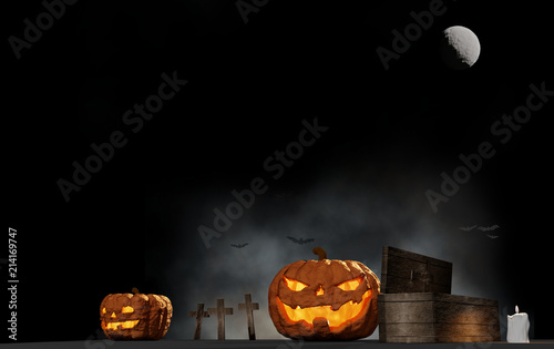 Halloween scene 3d-illustra...