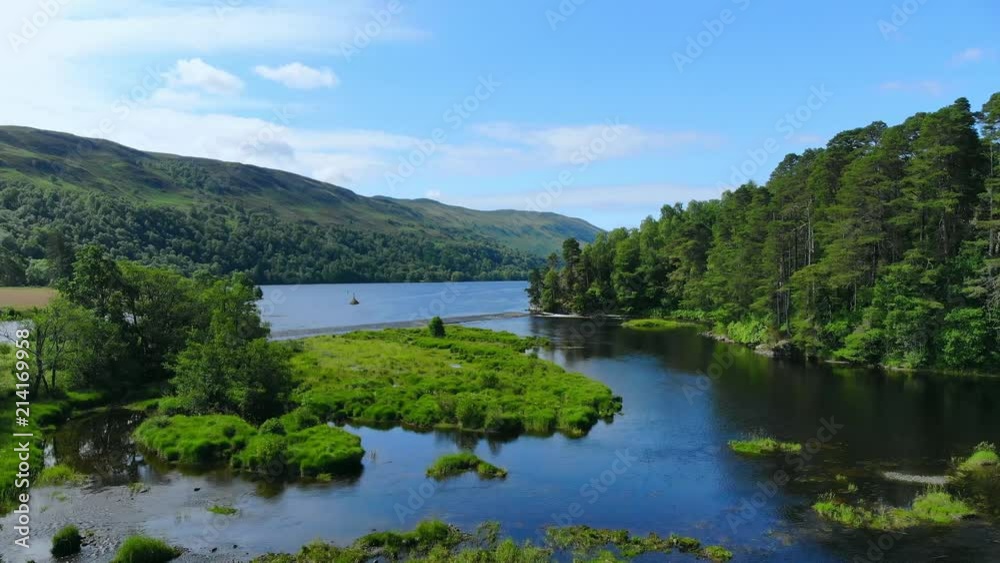 Amazing landscape with creeks and lakes in the Scottish Highlands - romantic aerial view Amazing landscape with creeks and lakes in the Scottish Highlands - romantic aerial view