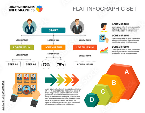 Recruitment flowchart template for presentation. Business data visualization. Strategy, human resources, planning or management creative concept for infographic, project layout.