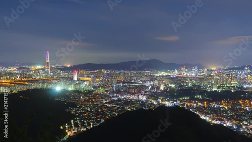 Time lapse of Seoul City Skyline,South Korea photo