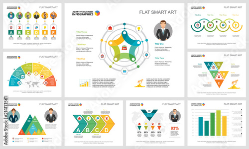 Colorful statistics and logistics infographic charts set. Business design elements for presentation slide templates. Consulting concept can be used for annual report, flyer layout and banner design.