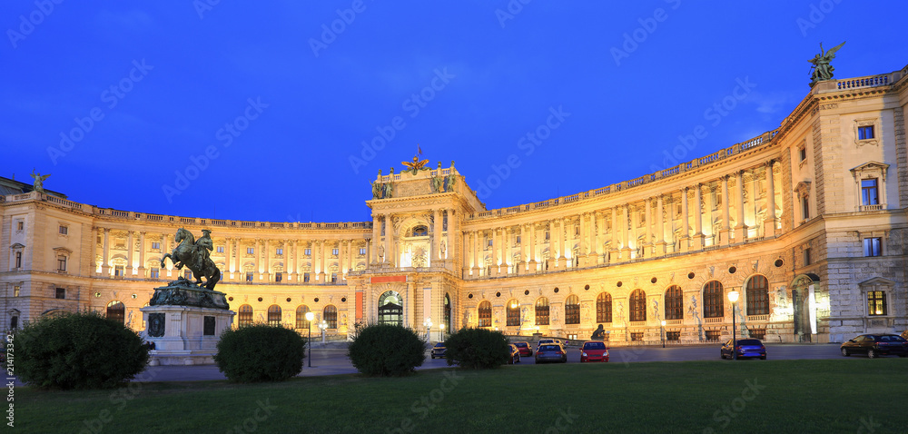 Hofburg Imperial Palace at night in Vienna, Austria