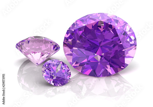 Beautiful gems on a white background   3D illustration.