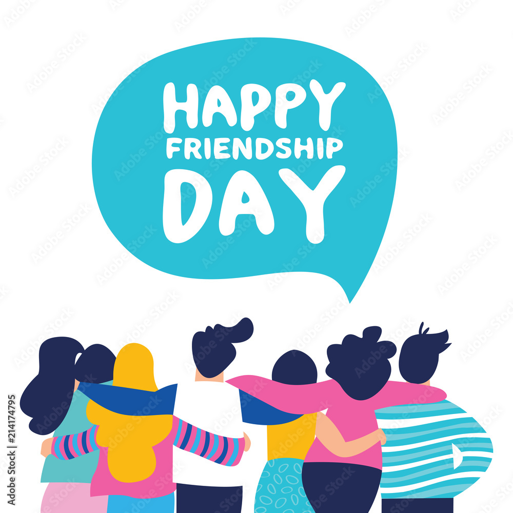 Happy Friendship day card of friend group team hug Happy Friendship day card of friend group team hug