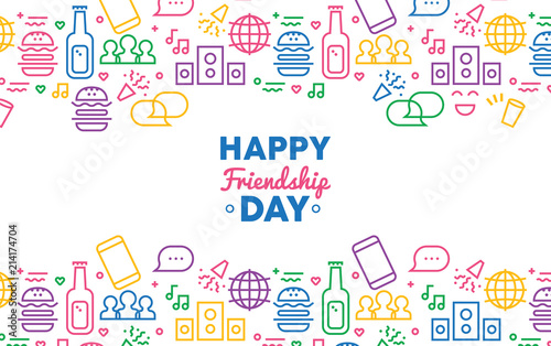 Friendship day colorful party icon greeting card