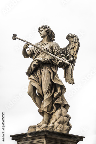 Slika na platnu Angel statue in front of Castel Sant'Angelo in Rome, Italy, on white background