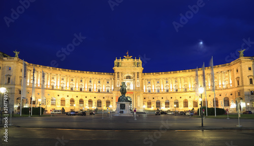 Hofburg Imperial Palace at night in Vienna, Austria