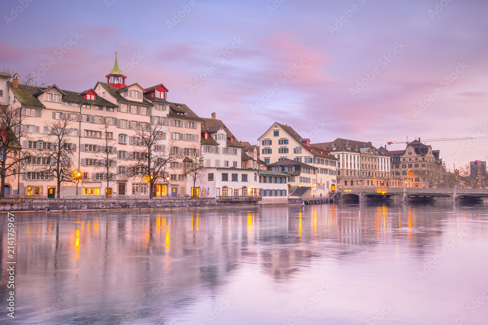 Naklejka premium Cityscape of downtown Zurich in Switzerland