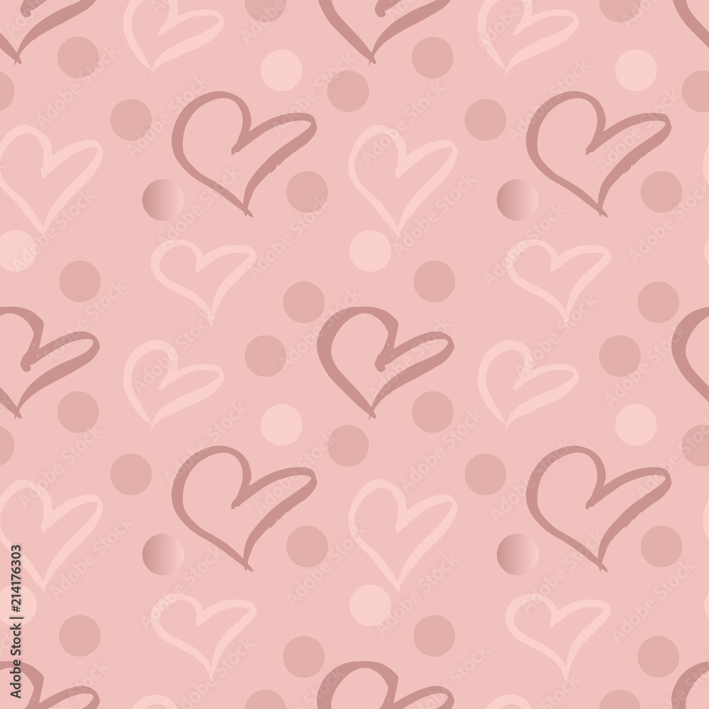 Seamless pink heart pattern. Romantic background. Vector illustration.