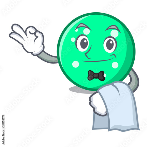 Waiter circle mascot cartoon style