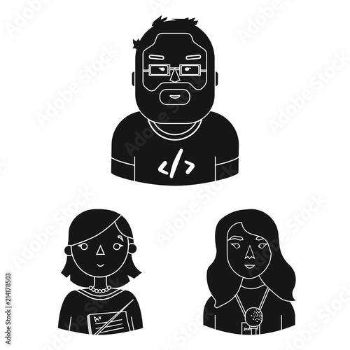 People of different professions black icons in set collection for design. Worker and specialist vector symbol stock web illustration.