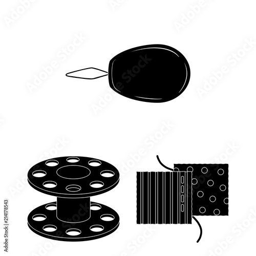 Sewing, atelier black icons in set collection for design. Tool kit vector symbol stock web illustration.