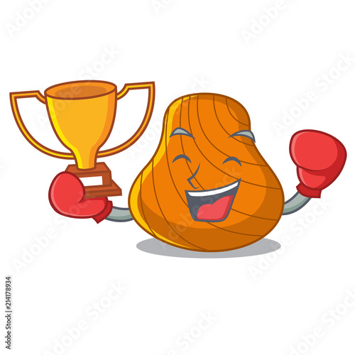 Boxing winner hard shell mascot cartoon