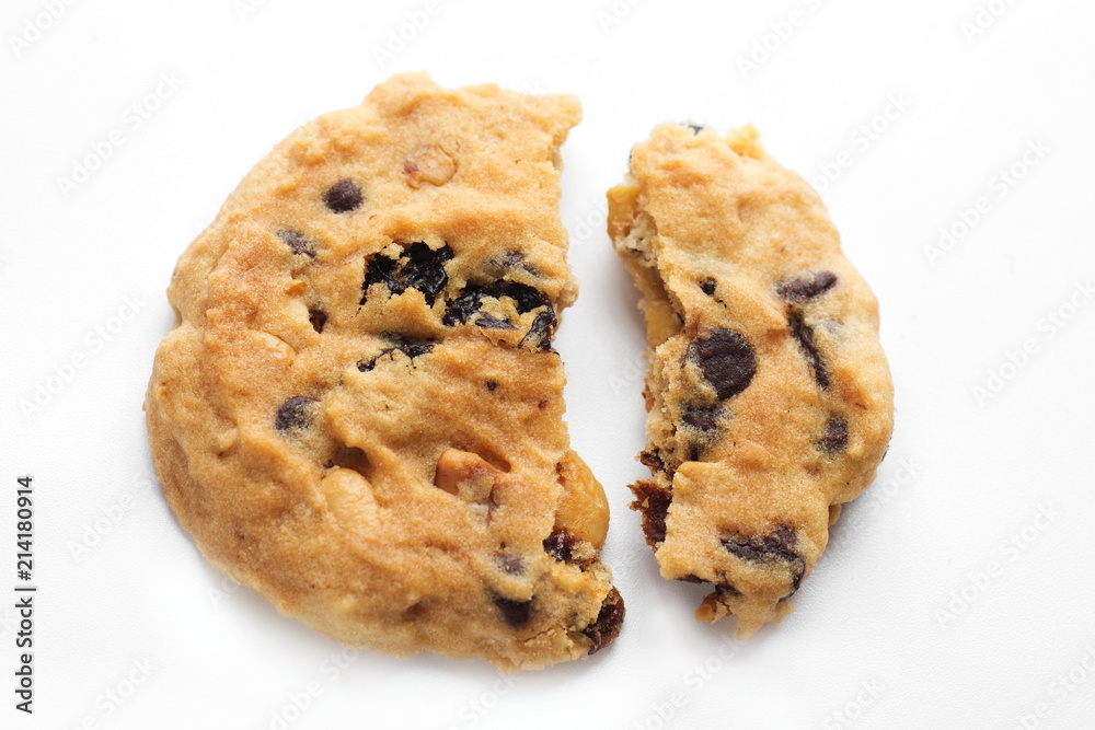Homemade bakery Cookie broken on white background. Homemade bakery Cookie broken on white background.
