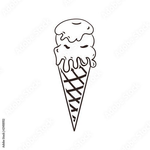 Ice Cream Cone Vector Line Illustration