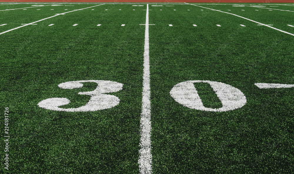 30 Yard Line on American Football Field 30 Yard Line on American Football Field