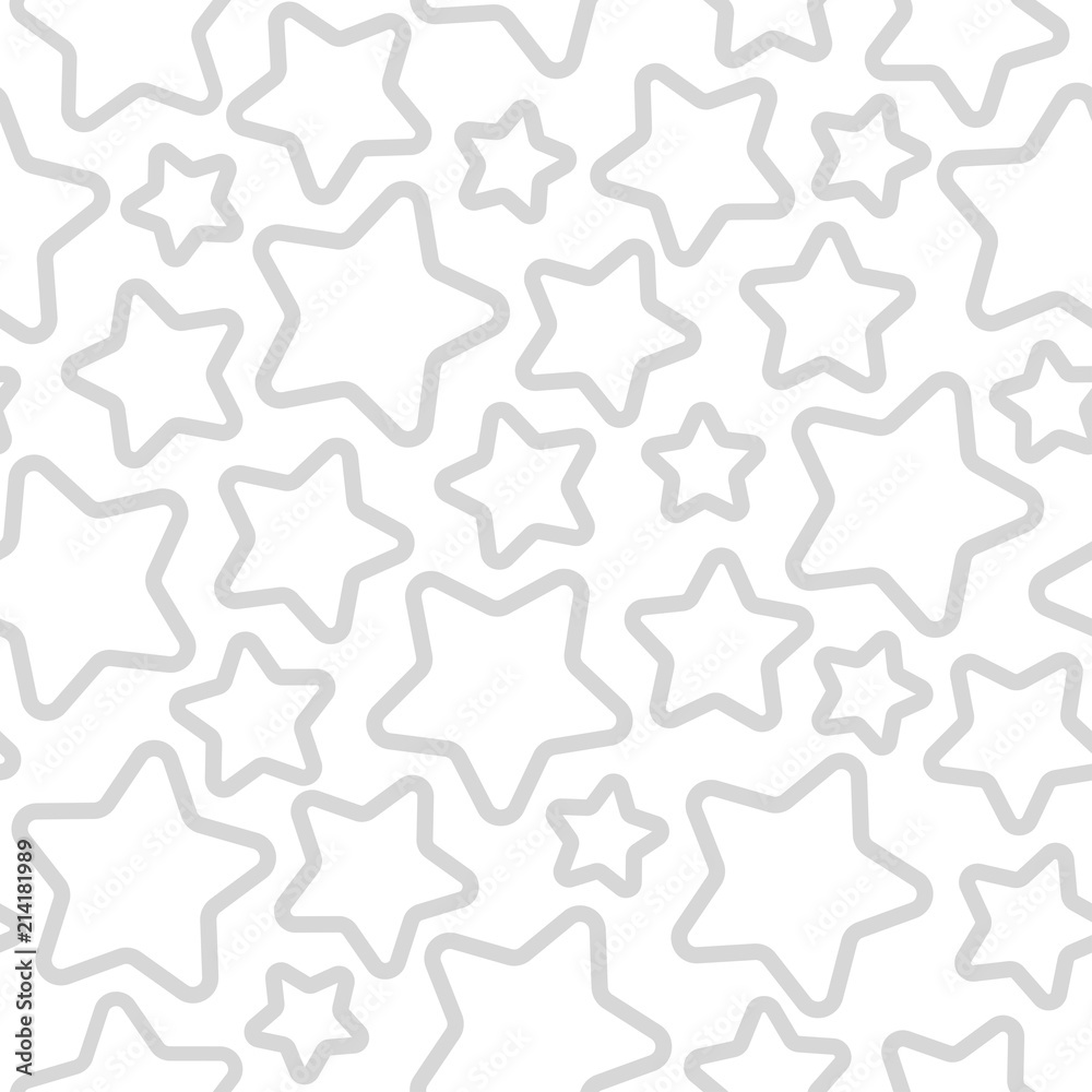 Stars of different rotation and size with grey contour on white background. Stars of different rotation and size with grey contour on white background.