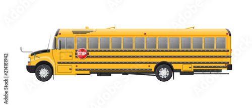 Yellow long classic school bus.