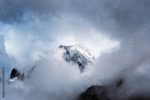 Alps in clouds next to Courmayeur, Italy.
